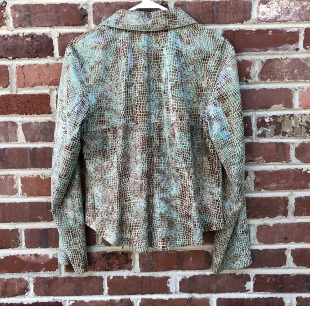 Stefano Peruzzi Suede Aqua Snakeskin Top Sz 10